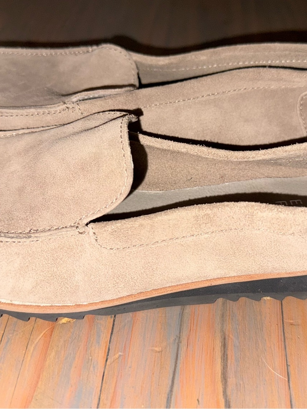 Eileen Fisher Suede Slip-On Loafers in Light Taupe